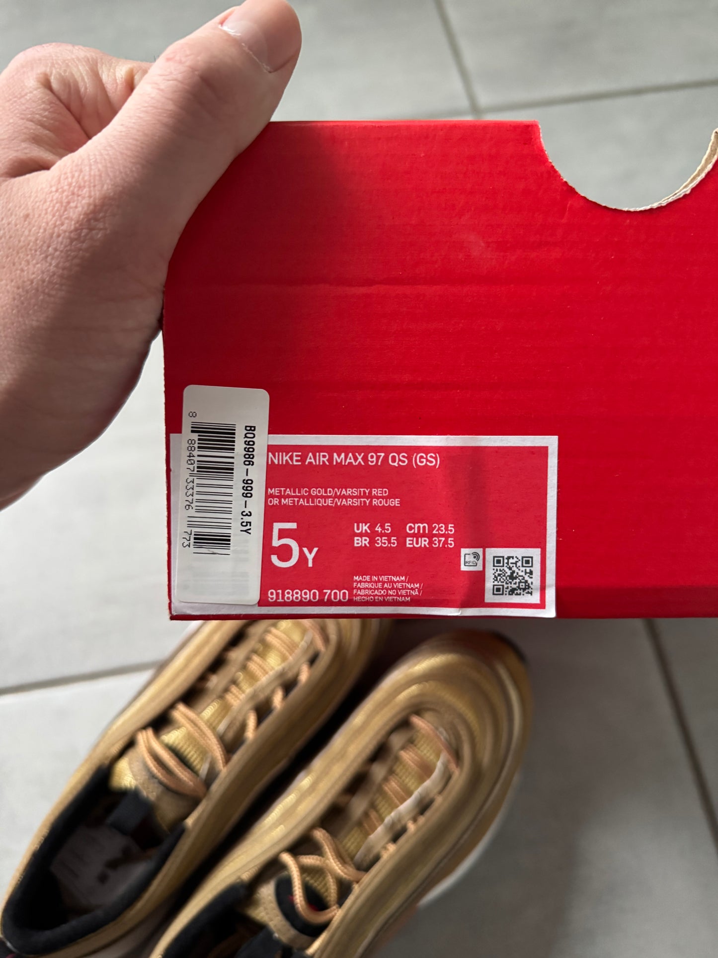 Nike Air Max 97 GS Metallic Gold